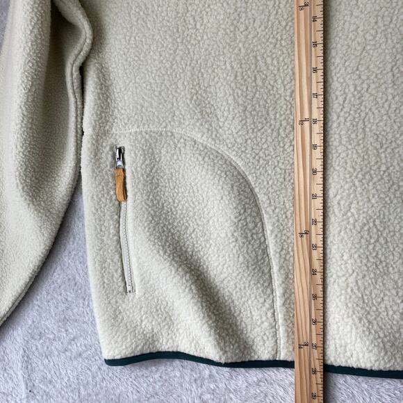 Blue 84 1/4 Zip Fleece Sweatshirt Men M Cream Green Trim Mock Neck Zip Pockets - Picture 8 of 9